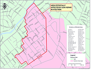 Location of potentially affected area in Hyde Park