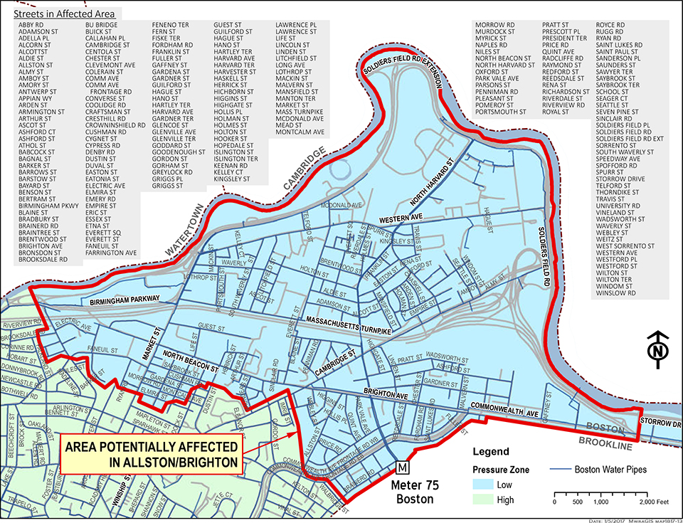 map of affected area