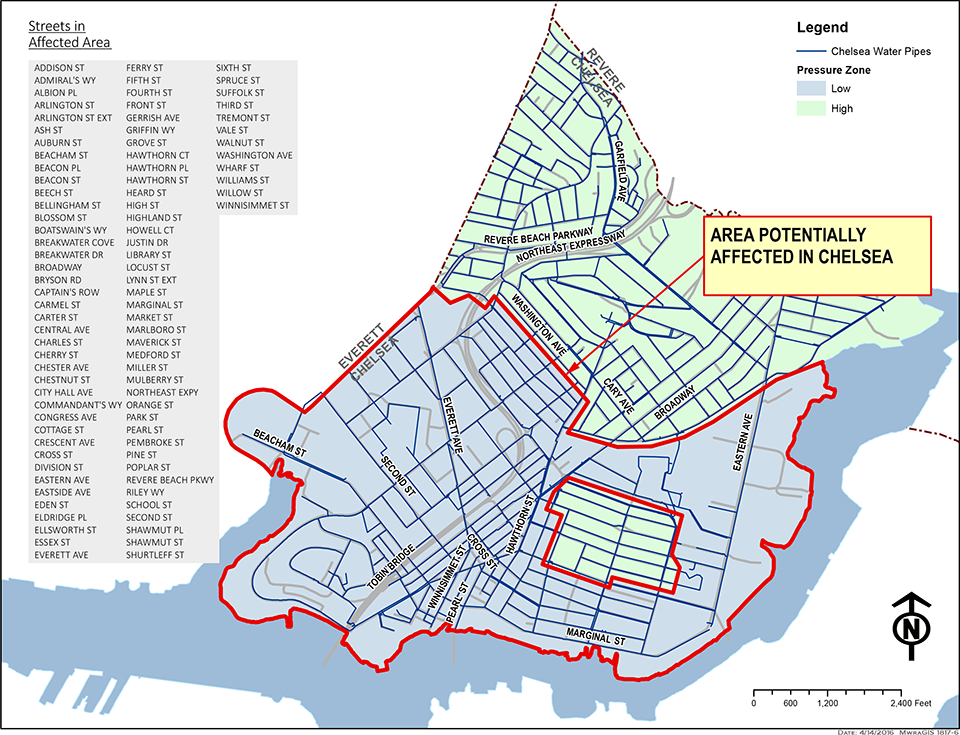 map of potentially affected area