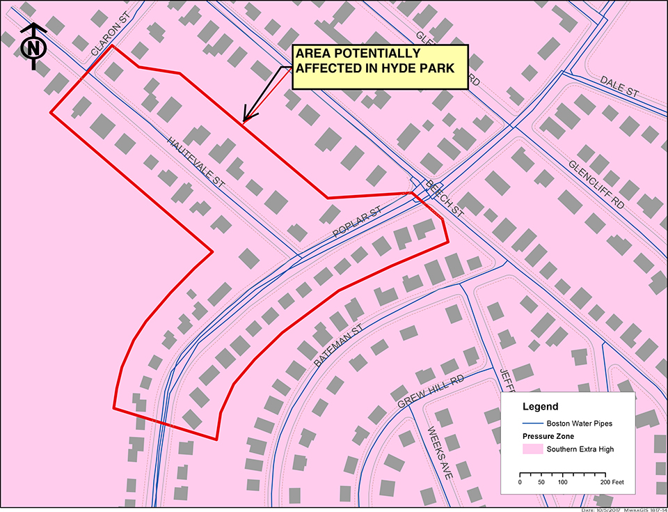 Location of potentially affected area in Hyde Park