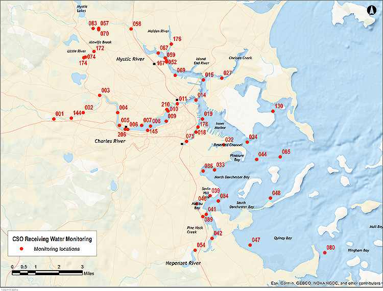 MWRA CSO sampling locations.