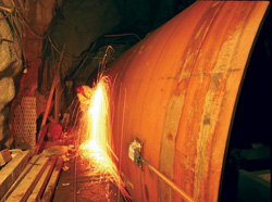 Workers inside the tunnel